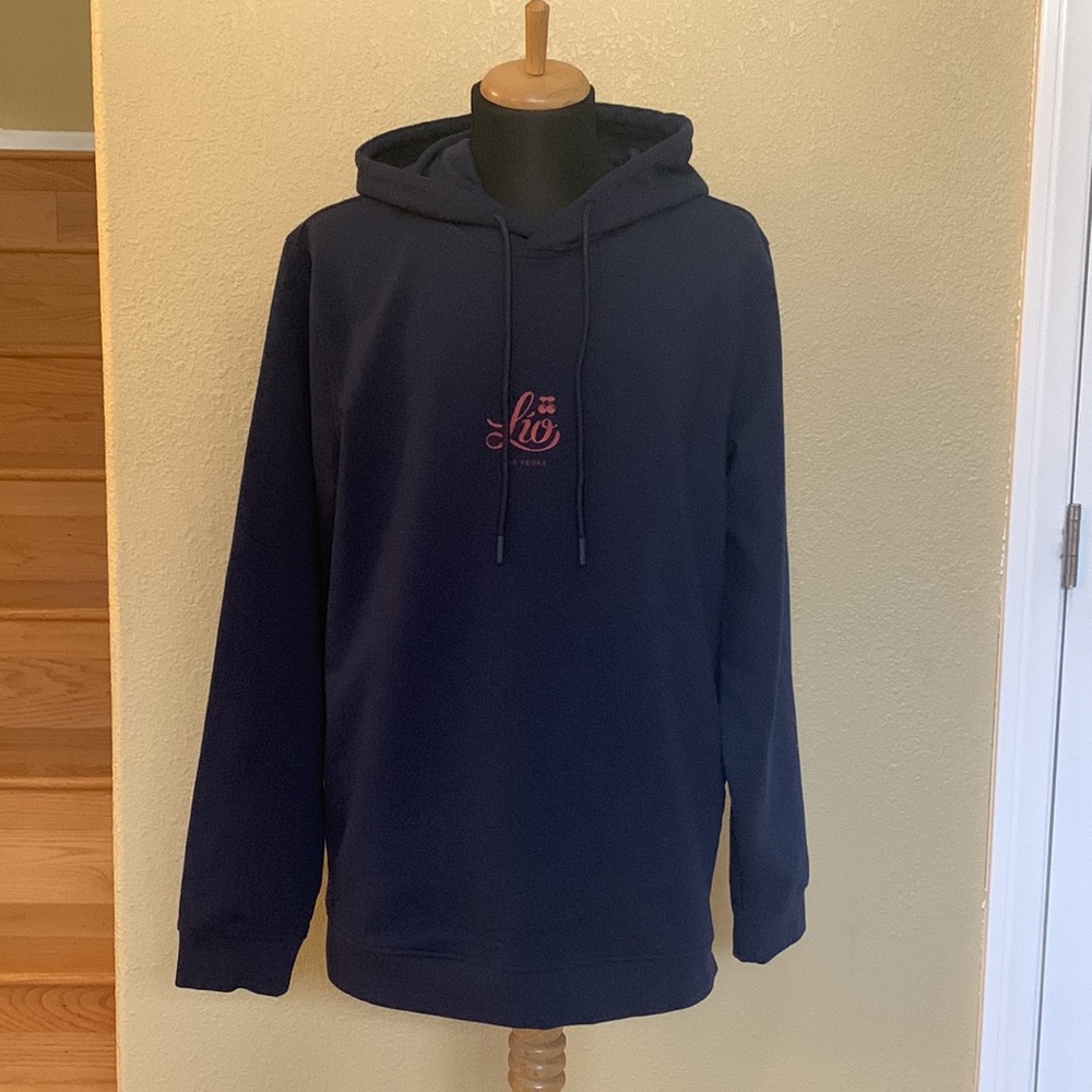 Cuts clothing Lio Group logo blue hoodie pocket sweatshirt size XL Las Vegas NEW